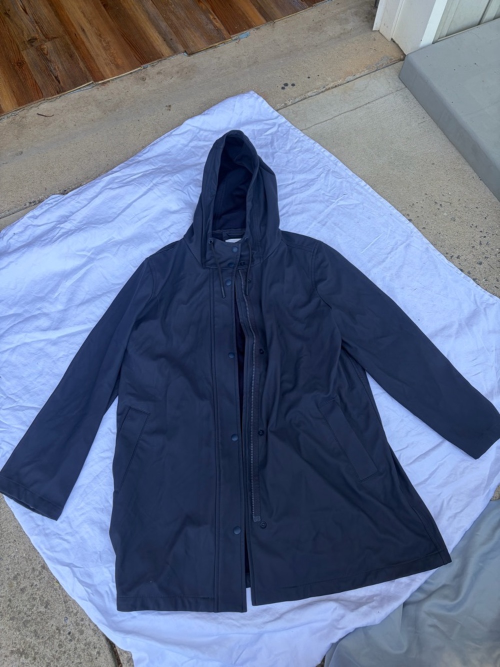 GAP Slate Blue Hooded Raincoat